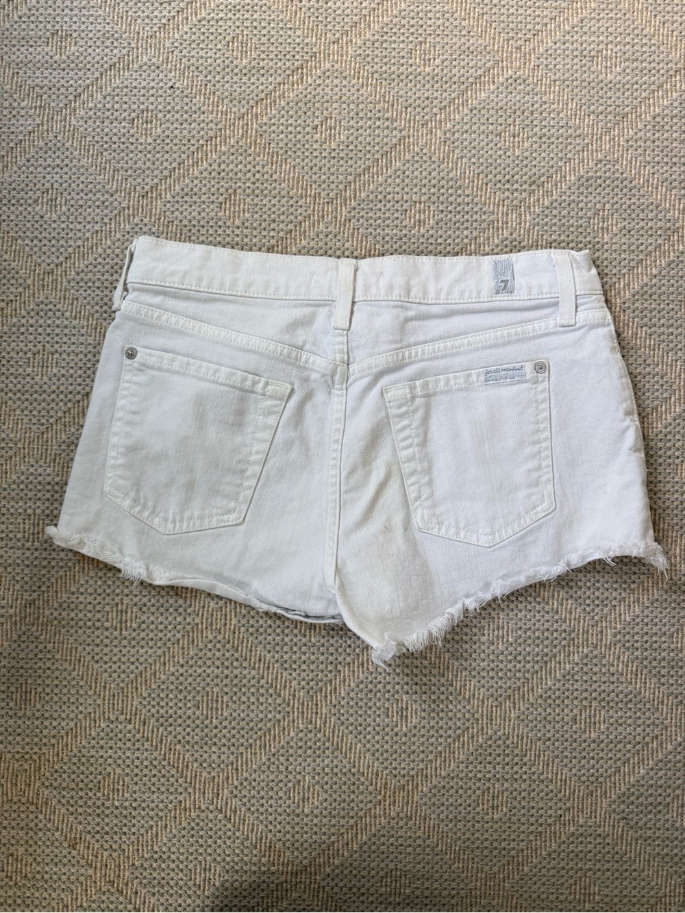 7 For All Mankind White Denim Cutoff Shorts - Picture 2 of 4